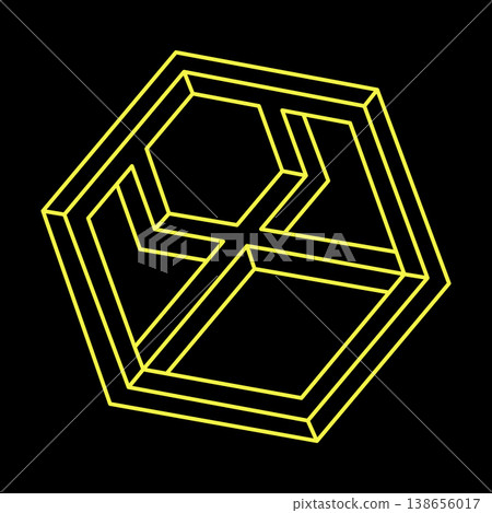 Impossible shape. Web design element. Optical illusion object. Line design. Geometric figures. Impossible shape. Web design element. Optical illusion object. Line design. Geometric figures. 138656017