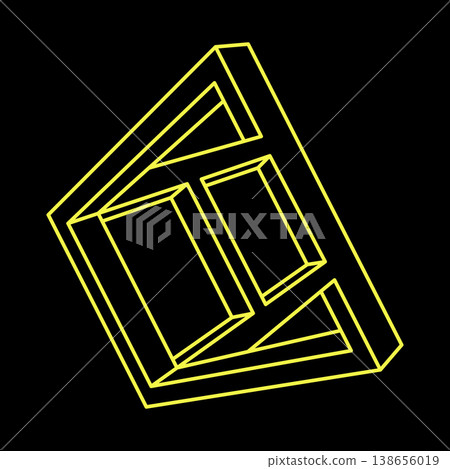 Optical illusion shapes. Impossible objects. Optical art figures. Line art. Geometry. Optical illusion shapes. Impossible objects. Optical art figures. Line art. Geometry. 138656019