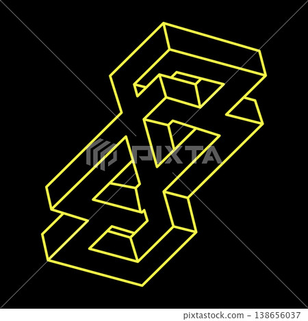 Impossible optical illusion shape. Optical art object. Sacred geometry. Impossible figures. Line art. Impossible optical illusion shape. Optical art object. Sacred geometry. Impossible figures. Line art. 138656037
