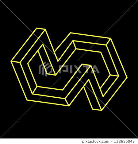Impossible optical illusion shape. Optical art object. Impossible figures. Sacred geometry. Impossible optical illusion shape. Optical art object. Impossible figures. Sacred geometry. 138656042