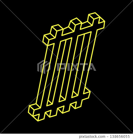 Impossible object. Optical illusion shape. 3d illustration. Geometric figures. Optical art.  138656055