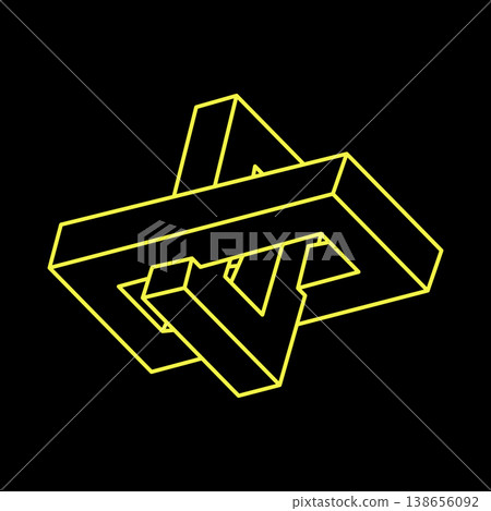 Impossible object. Optical illusion shape. 3d illustration. Geometric figures. Optical art. Impossible object. Optical illusion shape. 3d illustration. Geometric figures. Optical art. 138656092