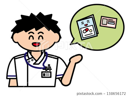 A male nurse is checking the health insurance card and other cards. A male nurse is checking the health insurance card and other cards. 138656172