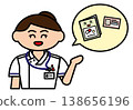 A female nurse is checking the health insurance card and other cards. 138656196