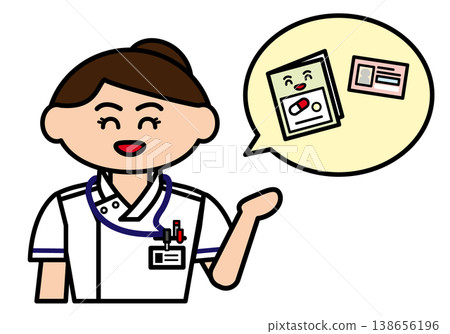 A female nurse is checking the health insurance card and other cards. A female nurse is checking the health insurance card and other cards. 138656196