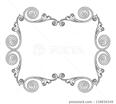 Abstract baroque frame with scroll elements vector illustration Abstract baroque frame with scroll elements vector illustration 138656348
