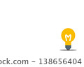 Vector illustration of a light bulb on a white background with ample white space for copying. 138656404