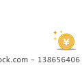 Circle coin, sparkling, white background, copy space, vector illustration 138656406