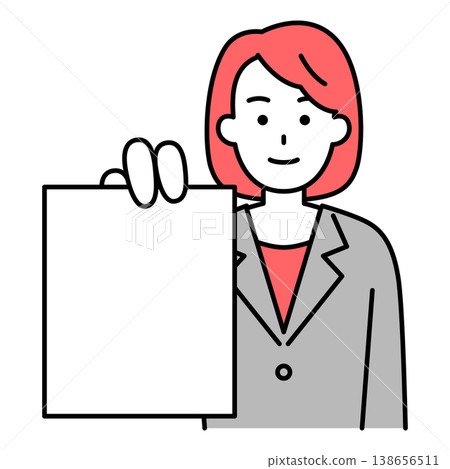一名身穿西裝的女子正在展示文件 一名身穿西裝的女子正在展示文件 138656511