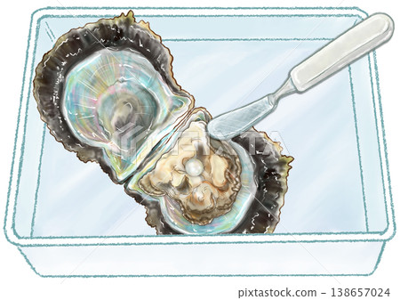 Pearl digging experience_3_Scene of opening a pearl oyster with a knife_Tray included Pearl digging experience_3_Scene of opening a pearl oyster with a knife_Tray included 138657024