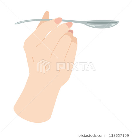 Illustration of a hand holding a spoon 138657199