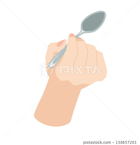 一手拿著湯匙的插圖 一手拿著湯匙的插圖 138657201