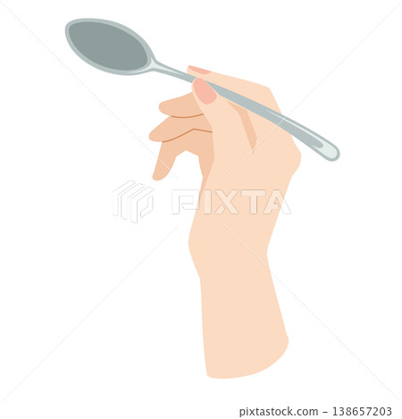 一手拿著湯匙的插圖 138657203