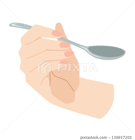 一手拿著湯匙的插圖 一手拿著湯匙的插圖 138657205