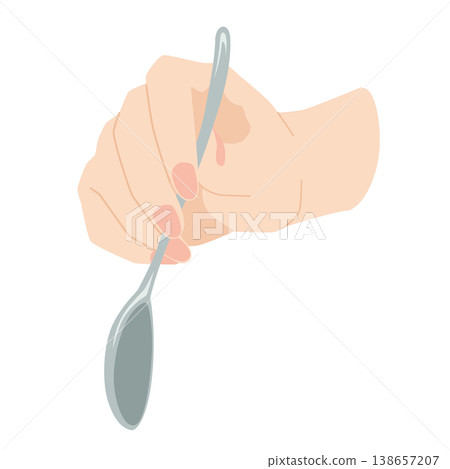 一手拿著湯匙的插圖 一手拿著湯匙的插圖 138657207