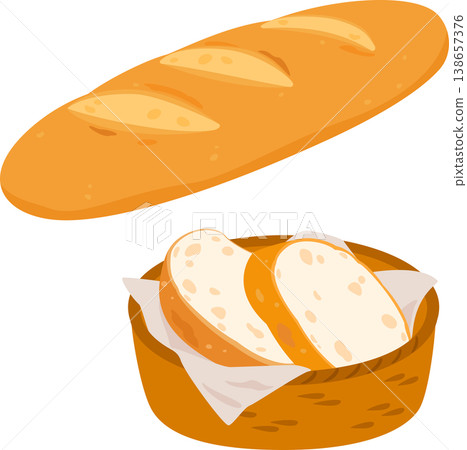 籃子裝的切片法國麵包 138657376