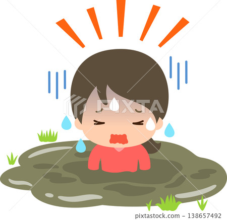 A young woman stuck in a bottomless swamp 138657492
