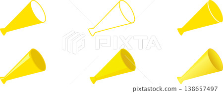 一套不同風格的黃色擴音器圖示和素材。 138657497
