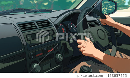 這些插圖極具沉浸感，描繪了駕駛時的車內視角。逼真的方向盤和儀錶板刻畫，對於汽車愛好者來說絕對是一大享受。 138657553