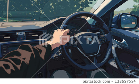 這些插圖極具沉浸感，描繪了駕駛時的車內視角。逼真的方向盤和儀錶板刻畫，對於汽車愛好者來說絕對是一大享受。 138657554
