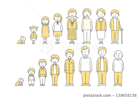 List of people by age group, from babies to the elderly (men and women) - monochrome List of people by age group, from babies to the elderly (men and women) - monochrome 138658156