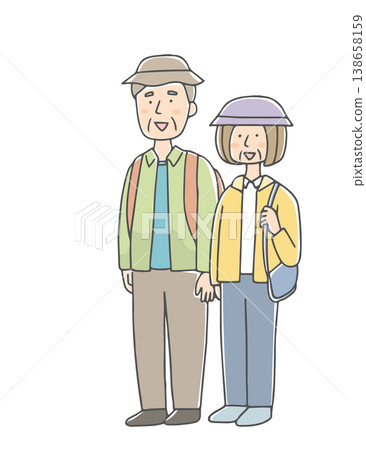 Senior couple enjoying hiking 138658159