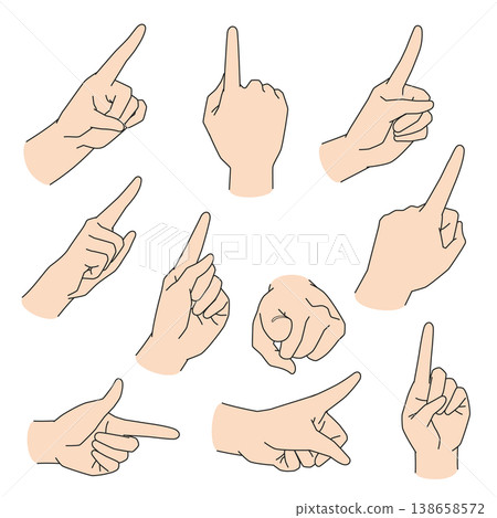 10 illustrations of pointing fingers. 138658572