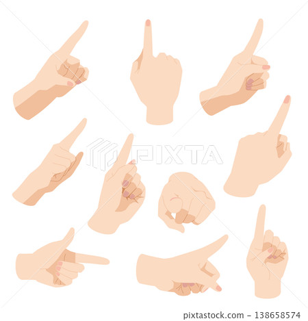 10 illustrations of pointing fingers. 138658574