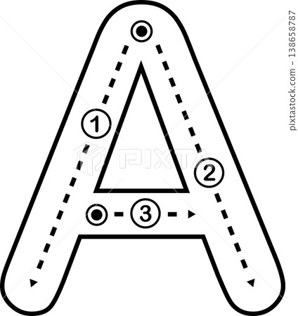 Letter A Tracing Worksheet for Kids, Black and White Alphabet Handwriting Practice 138658787