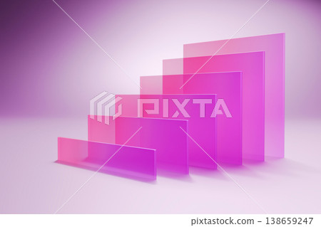 Pink transparent glass stairs on light purple studio background Pink transparent glass stairs on light purple studio background 138659247