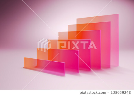 Abstract pink and orange translucent steps on light background Abstract pink and orange translucent steps on light background 138659248