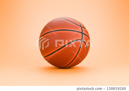 Classic orange basketball ball on light orange studio background Classic orange basketball ball on light orange studio background 138659280