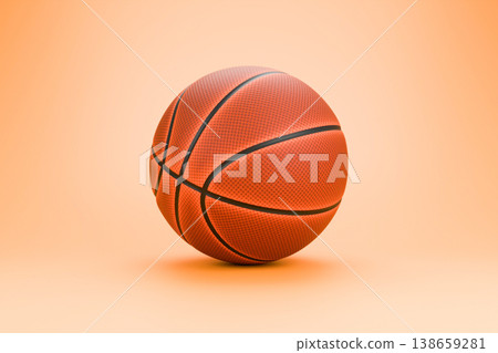 Classic orange basketball ball on warm orange studio background 138659281