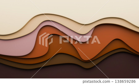 Abstract wavy background with layered brown and orange shapes 138659286