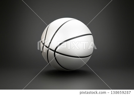 Realistic white basketball ball on dark grey studio background 138659287