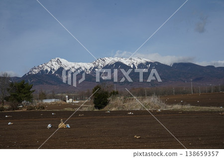 雪融化前後，從野邊山遠眺八嶽山脈。 138659357