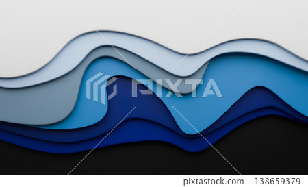 Abstract wavy background with layered blue and white shapes 138659379