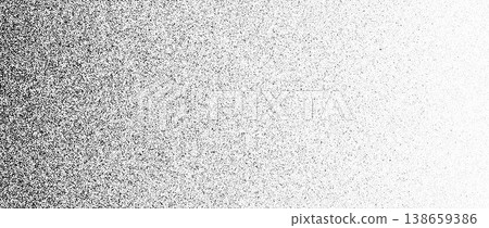 Dotted sand gradient background. Stippled noise grain texture. Fading grunge dust grit overlay. Black sprayed surface. Halftone speckles, particles or specks wallpaper. Vector rough gritty backdrop Dotted sand gradient background. Stippled noise grain texture. Fading grunge dust grit overlay. Black sprayed surface. Halftone speckles, particles or specks wallpaper. Vector rough gritty backdrop 138659386