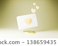 Romantic white envelope with floating gold hearts for love message 138659435