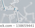 Molecular structure made of white and blue glass spheres 138659441