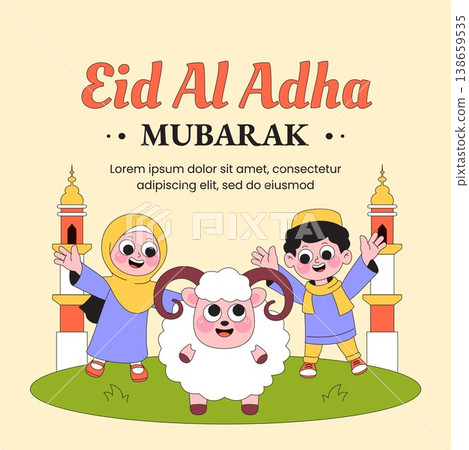 Flat Cartoon Hand Drawn Illustration Background Happy Eid Al Adha Social Media Flat Cartoon Hand Drawn Illustration Background Happy Eid Al Adha Social Media 138659535