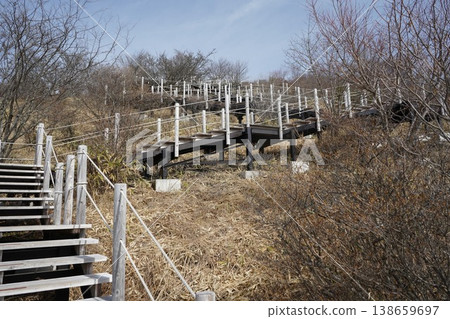Natural scenery viewed from the beautiful forest during the snowmelt season. Natural scenery viewed from the beautiful forest during the snowmelt season. 138659697