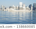 The luxury cruise ship Silver Nova and the Tokyo skyline: Morning view from Toyosu Gururi Park. 138660085