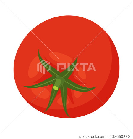 Whole ripe red tomato. Hand drawn trendy flat style isolated on transparent background Whole ripe red tomato. Hand drawn trendy flat style isolated on transparent background 138660220