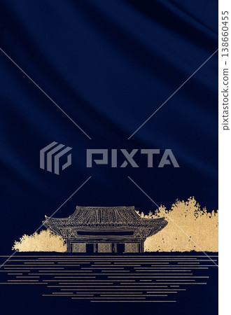New Chinese style landscape architecture traditional artistic conception art illustration New Chinese style landscape architecture traditional artistic conception art illustration 138660455