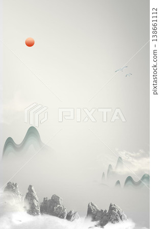 Chinese style landscape architecture with golden, blue, and pink ink, traditional aesthetic art illustration Chinese style landscape architecture with golden, blue, and pink ink, traditional aesthetic art illustration 138661112