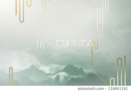 Chinese style landscape architecture with golden, blue, and pink ink, traditional aesthetic art illustration Chinese style landscape architecture with golden, blue, and pink ink, traditional aesthetic art illustration 138661191