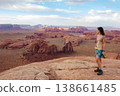 The Hunt's Mesa, Monument Valley. Woman admiring the view 138661485