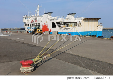 Ferry bound for Teuri Island docked at Haboro Port Ferry bound for Teuri Island docked at Haboro Port 138661504