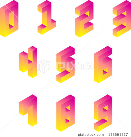 霓虹漸層色3D字母和數字02 霓虹漸層色3D字母和數字02 138661517